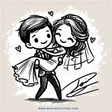 wedding couple holding together an umbrella and standing under it