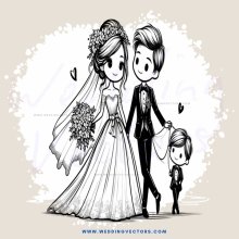 a family in black and white wedding attire