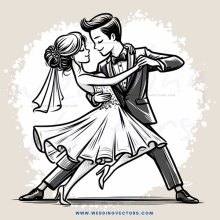 dancing couple in black and white cartoon