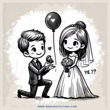 a bride and groom with balloons
