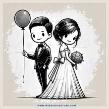 cartoon wedding couple