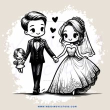 a wedding in black and white