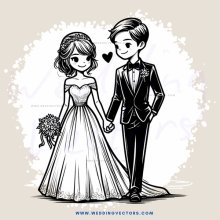 a bride and groom holding hands