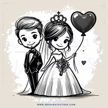 married couple holding heart balloons and flowers