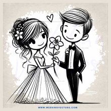 a boy and girl holding flowers