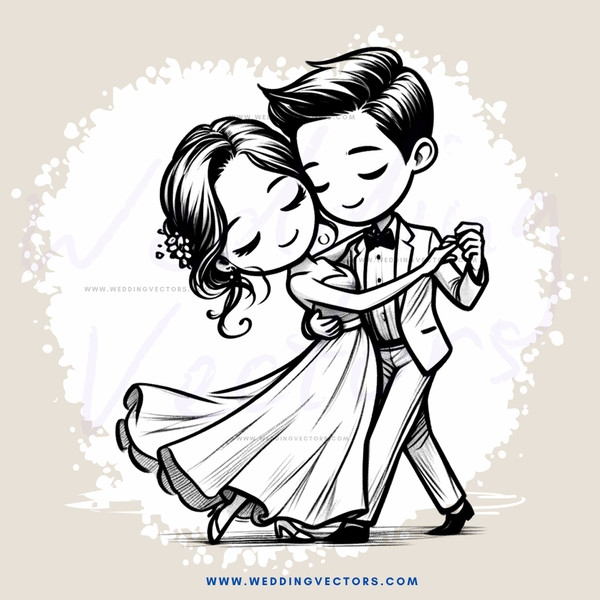 dancing lovers in black and white