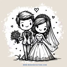a cartoon man and woman about to get married