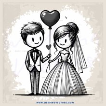 a man and woman holding hands and balloons