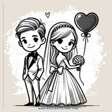 a boy and girl on their wedding day