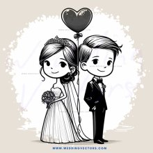 a bride and groom in black and white
