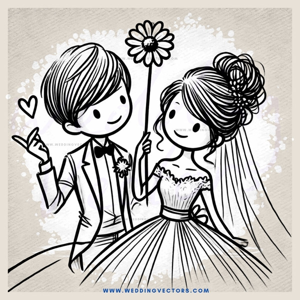 couple posing with flowers and rings