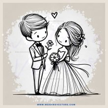 wedding couple in cartoon style