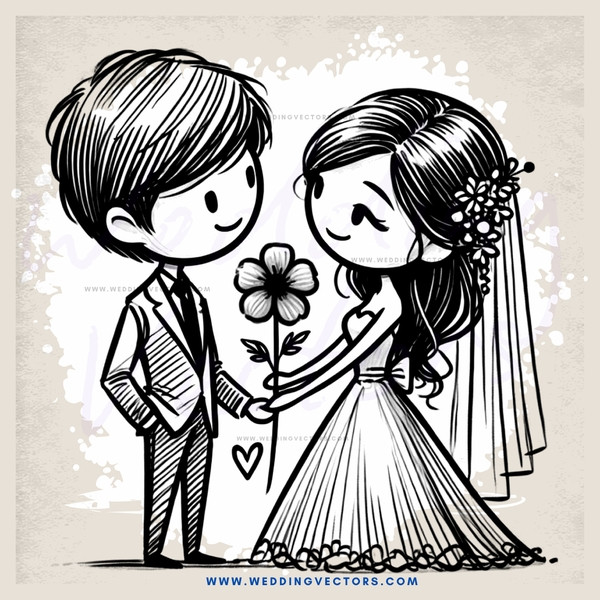 a boy and girl exchange hearts