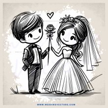 a bride and groom exchange flowers