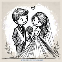 groom and bride in wedding gown and suit holding rose bouquet