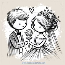 bride and groom holding flowers