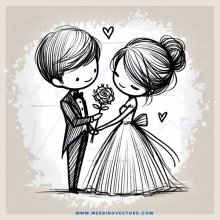 a bride and groom exchange rings with a rose