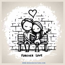 forever love in cartoon drawing style