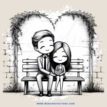a couple in love sitting on a bench