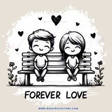 two children sitting on a bench with heart emojis and "forever love" text