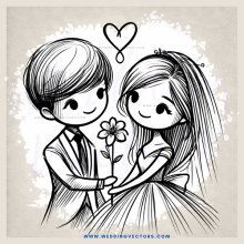 a boy and girl holding a flower