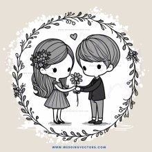 kissing picture with leaves around them