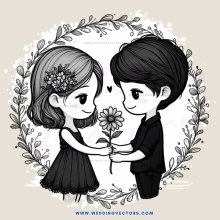 two people holding hands and flowers