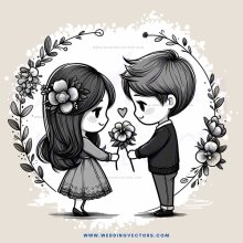 two people exchanging flowers