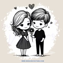 two children holding hands and flowers