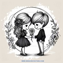 two children sharing a flower