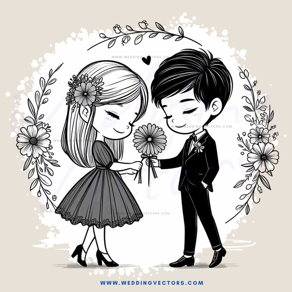 cartoon couple standing together
