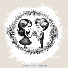 boy and girl hugging with flowers in pocket