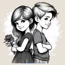 a boy and girl holding hands