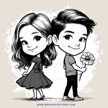 a girl and boy holding a flower