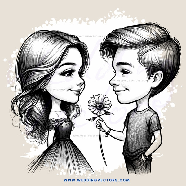 love drawing cartoon two people