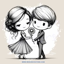 a young couple holding flowers