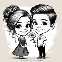 a girl and boy holding a flower