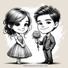 a young couple holding flowers