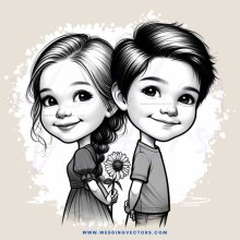 a boy and girl with flowers