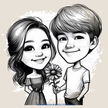 two kids smiling with flower
