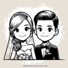 bride and groom in wedding dress