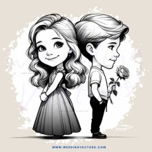 a boy and girl holding hands, smiling at each other