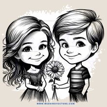 two kids holding flowers