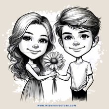 a girl with long hair holding a flower