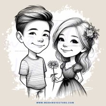 boy and girl holding flowers