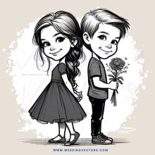 boy and girl holding flowers
