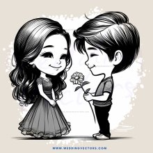 a girl and boy with flowers