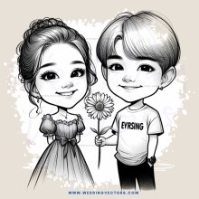 girl and boy holding flower