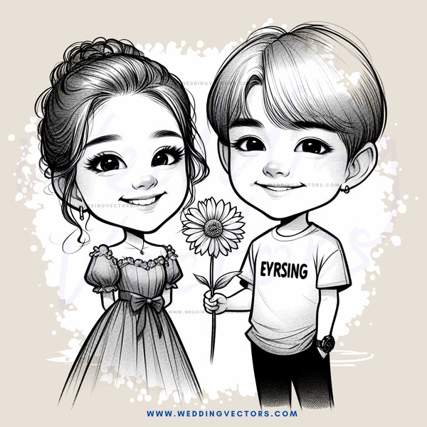 girl and boy holding flower
