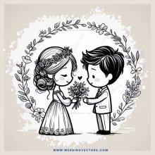 a couple in an embrace with flowers